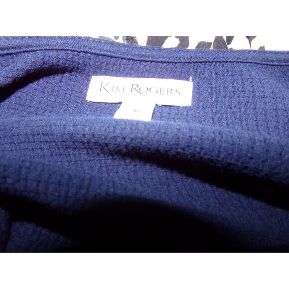 Kim Rogers navy crinkle look knit long‎ length top M EUC - Picture 5 of 5